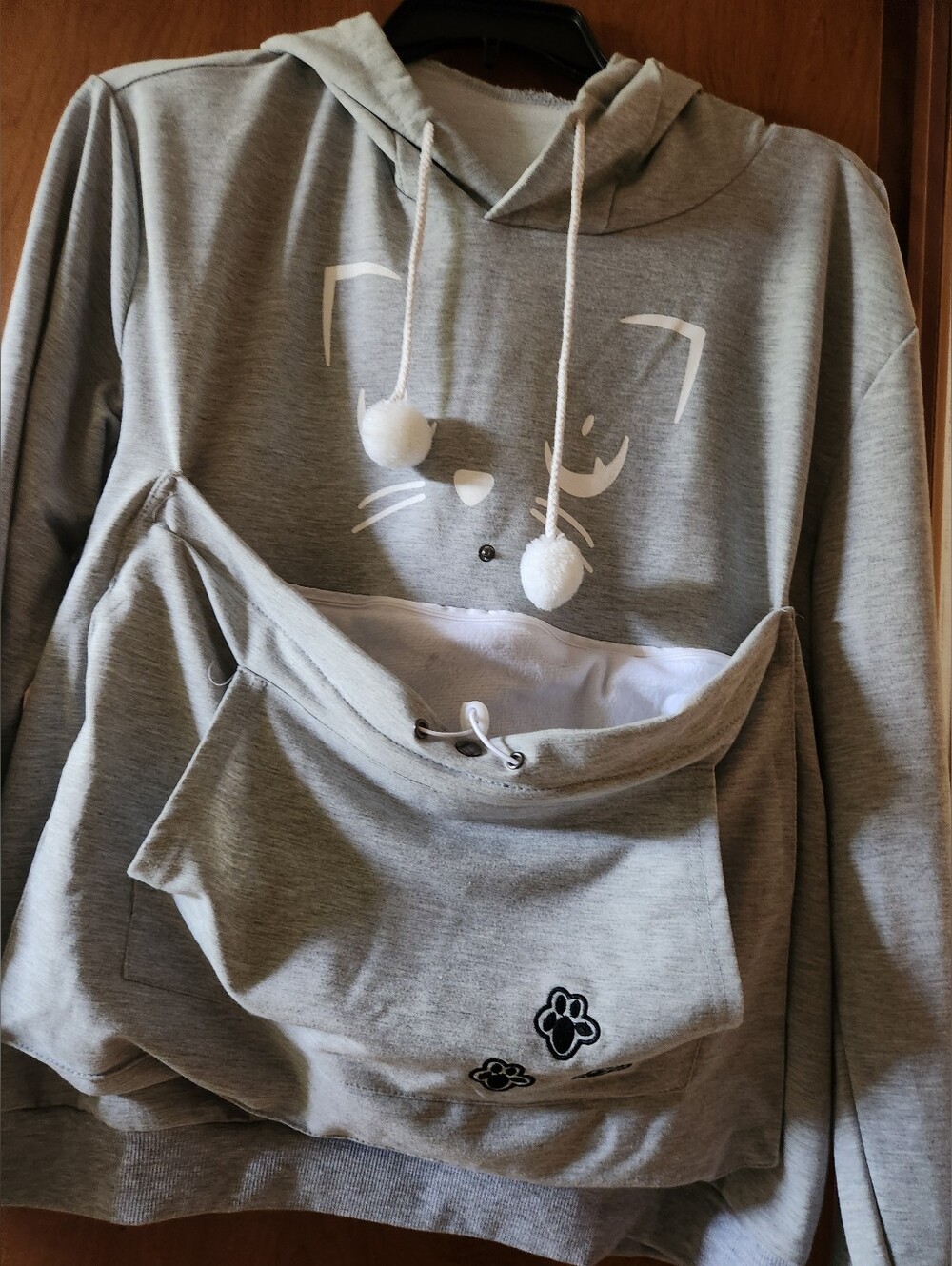 ALYC, CAT CARRIER POUCH, LIGHT SWEATSHIRT, UNISEX, NEW, GRAY, With paw prints,XL